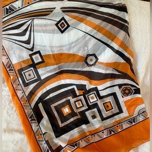 Emilio Pucci geometric design scarf 40” x 60 NWT, multi fall colors